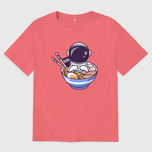 Мужская футболка оверсайз Ramen spaceman / Коралловый – фото 1