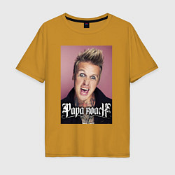 Футболка оверсайз мужская Papa Roach - Jacoby Shaddix, цвет: горчичный
