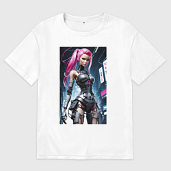 Футболка оверсайз мужская Cyber Barbie from future - ai art fantasy, цвет: белый