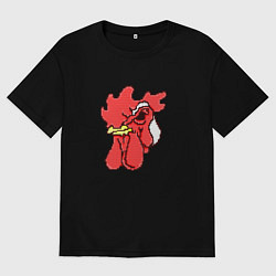 Футболка оверсайз мужская Хотлайн Майами - маска петуха, цвет: черный