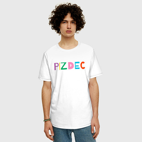 Мужская футболка оверсайз Пиздец на латинице - pizdec / Белый – фото 3