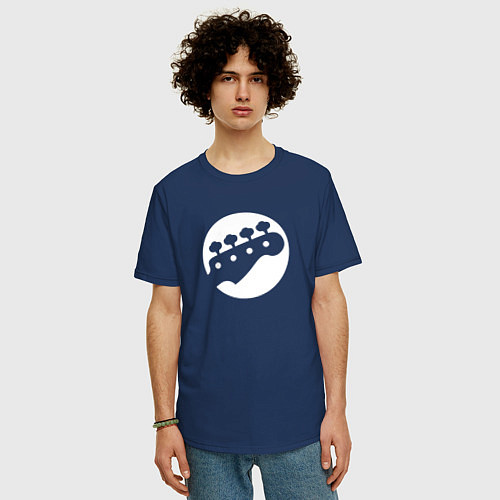 Мужская футболка оверсайз Голова бас-гитары / Тёмно-синий – фото 3
