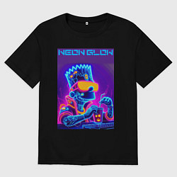 Футболка оверсайз мужская Bart Simpson - neon fantasy ai art, цвет: черный
