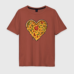 Футболка оверсайз мужская Pizza heart, цвет: кирпичный