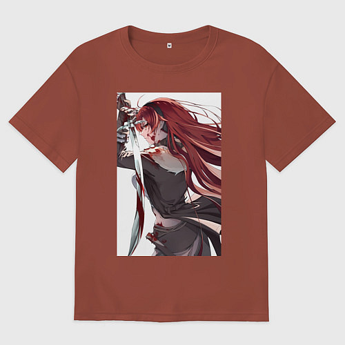 Мужская футболка оверсайз Реинкарнация безработного Бореас Грейрат / Кирпичный – фото 1