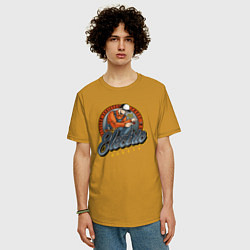 Футболка оверсайз мужская Electro addicted trust me, цвет: горчичный — фото 2