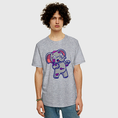 Мужская футболка оверсайз Слонёнок зомби / Меланж – фото 3