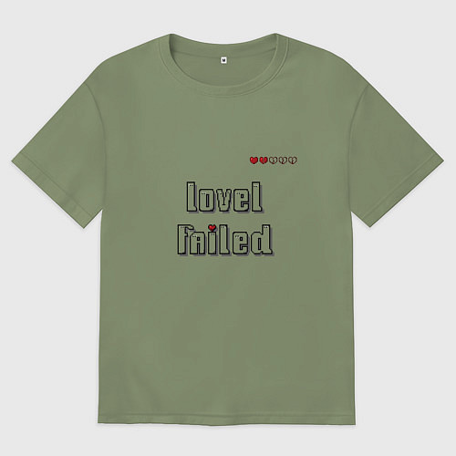 Мужская футболка оверсайз Level failed / Авокадо – фото 1