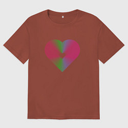 Футболка оверсайз мужская Сердце из линий, цвет: кирпичный