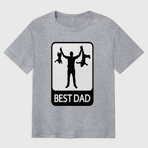 Мужская футболка оверсайз Best dad / Меланж – фото 1