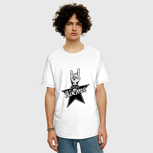 Мужская футболка оверсайз Костя рок звезда / Белый – фото 3