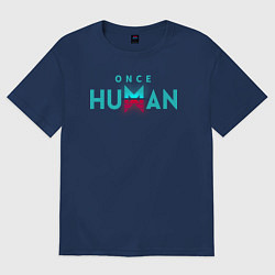 Футболка оверсайз мужская Once human logo, цвет: тёмно-синий