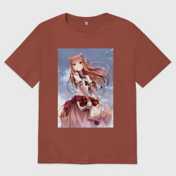 Футболка оверсайз мужская Волчица и пряности арт Холо, цвет: кирпичный