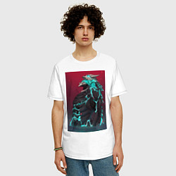 Футболка оверсайз мужская Кайдзю номер восемь Кафка Хибино арт, цвет: белый — фото 2