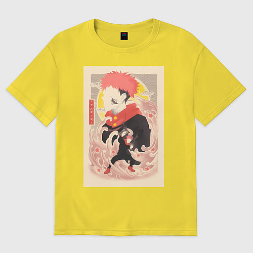 Мужская футболка оверсайз Магическая битва Сукуна Рёмэн арт / Желтый – фото 1