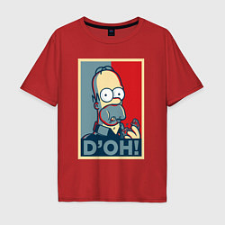 Футболка оверсайз мужская Homer with donut, цвет: красный