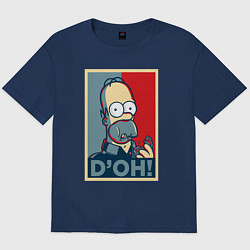 Футболка оверсайз мужская Homer with donut, цвет: тёмно-синий