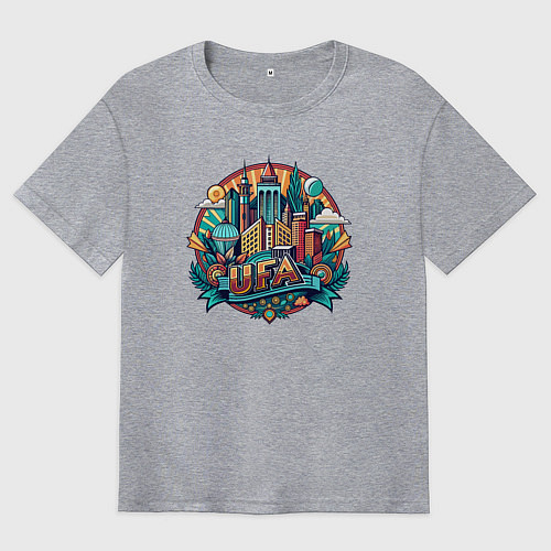 Мужская футболка оверсайз Город Уфа / Меланж – фото 1