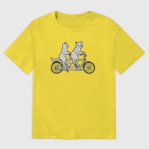 Мужская футболка оверсайз Котята на велике / Желтый – фото 1