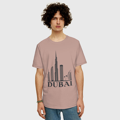 Мужская футболка оверсайз Dubai city style / Пыльно-розовый – фото 3