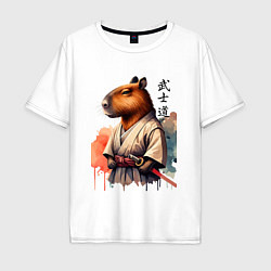 Мужская футболка оверсайз Capybara samurai - ai art fantasy