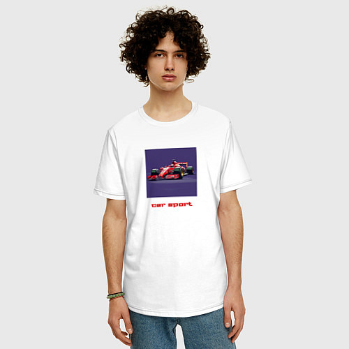 Мужская футболка оверсайз Formula One race car red / Белый – фото 3