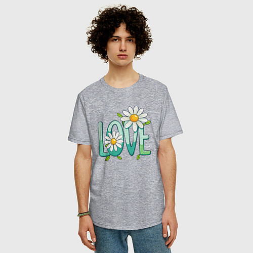 Мужская футболка оверсайз Любовь и ромашки / Меланж – фото 3