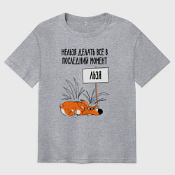 Футболка оверсайз мужская Хитрый ленивый лисёнок, цвет: меланж