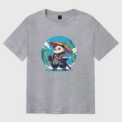 Футболка оверсайз мужская Панда самурай, цвет: меланж