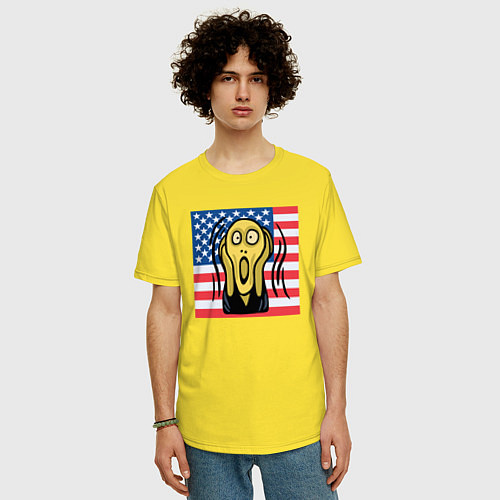 Мужская футболка оверсайз Крик США / Желтый – фото 3