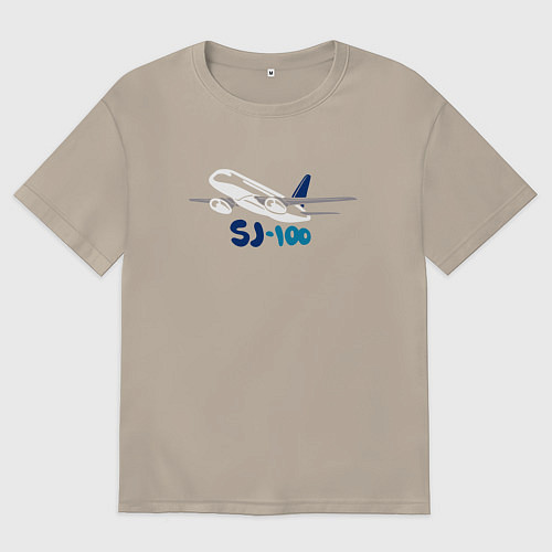 Мужская футболка оверсайз Сухой Суперджет 100 цветной с надписью / Миндальный – фото 1