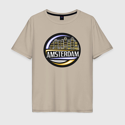Мужская футболка оверсайз City Amsterdam / Миндальный – фото 1