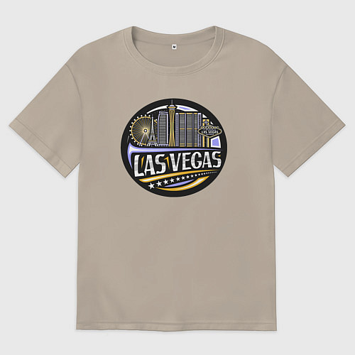 Мужская футболка оверсайз Las Vegas USA / Миндальный – фото 1