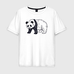 Футболка оверсайз мужская Панда медведь, цвет: белый