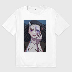 Футболка оверсайз мужская Клинок, рассекающий демонов Нэдзуко Камадо, цвет: белый