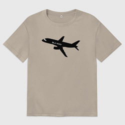 Футболка оверсайз мужская Superjet-100 черный, цвет: миндальный