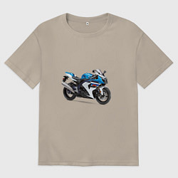Футболка оверсайз мужская Крутой спортивный мотоцикл, цвет: миндальный