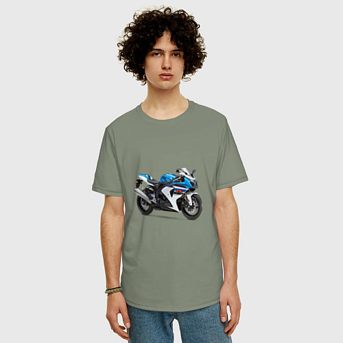 Мужская футболка оверсайз Крутой спортивный мотоцикл / Авокадо – фото 3