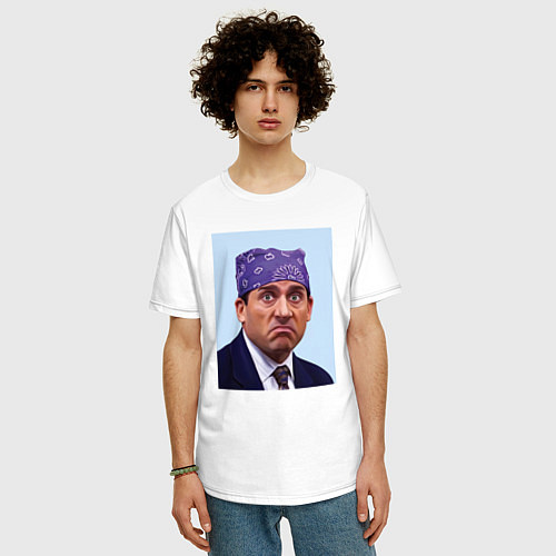 Мужская футболка оверсайз Michael Scott - Prison mike the office meme / Белый – фото 3