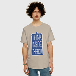 Футболка оверсайз мужская Think inside the box, цвет: миндальный — фото 2
