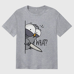 Футболка оверсайз мужская Серый филин с ножом, цвет: меланж