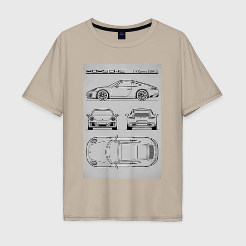 Мужская футболка оверсайз Porsche 911 гоночный автомобиль / Миндальный – фото 1