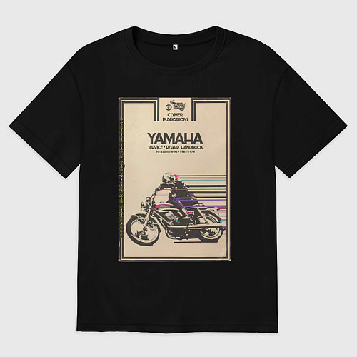 Мужская футболка оверсайз Мотоцикл Yamaha / Черный – фото 1