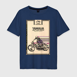 Футболка оверсайз мужская Мотоцикл Yamaha, цвет: тёмно-синий