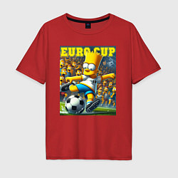Футболка оверсайз мужская Euro cup - Bart Simpson, цвет: красный