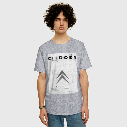 Мужская футболка оверсайз Citroen логотип / Меланж – фото 3