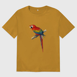 Футболка оверсайз мужская Попугай ara macaw, цвет: горчичный