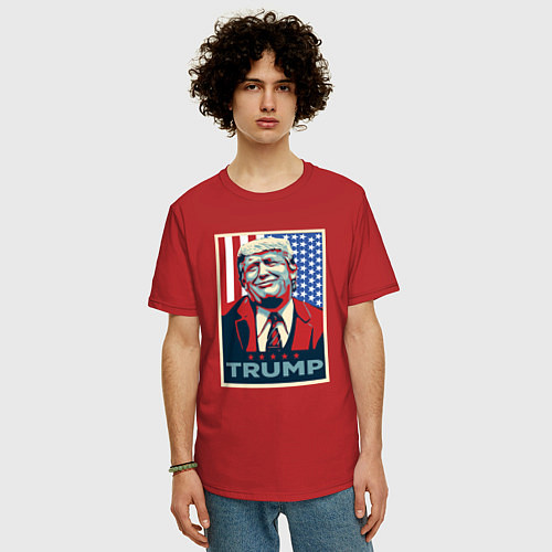 Мужская футболка оверсайз Трамп Дональд / Красный – фото 3