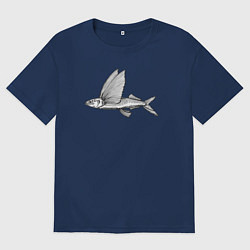 Футболка оверсайз мужская Летучая рыба, цвет: тёмно-синий