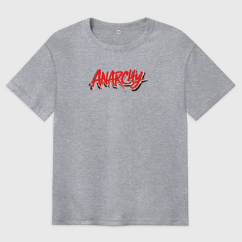 Мужская футболка оверсайз Надпись анархия калиграфия / Меланж – фото 1